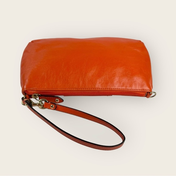 Coach Large Orange Ashley Leather Wristlet - Picture 5 of 10